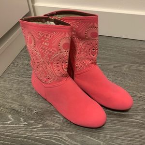 Hot Pink Eyelet Booties